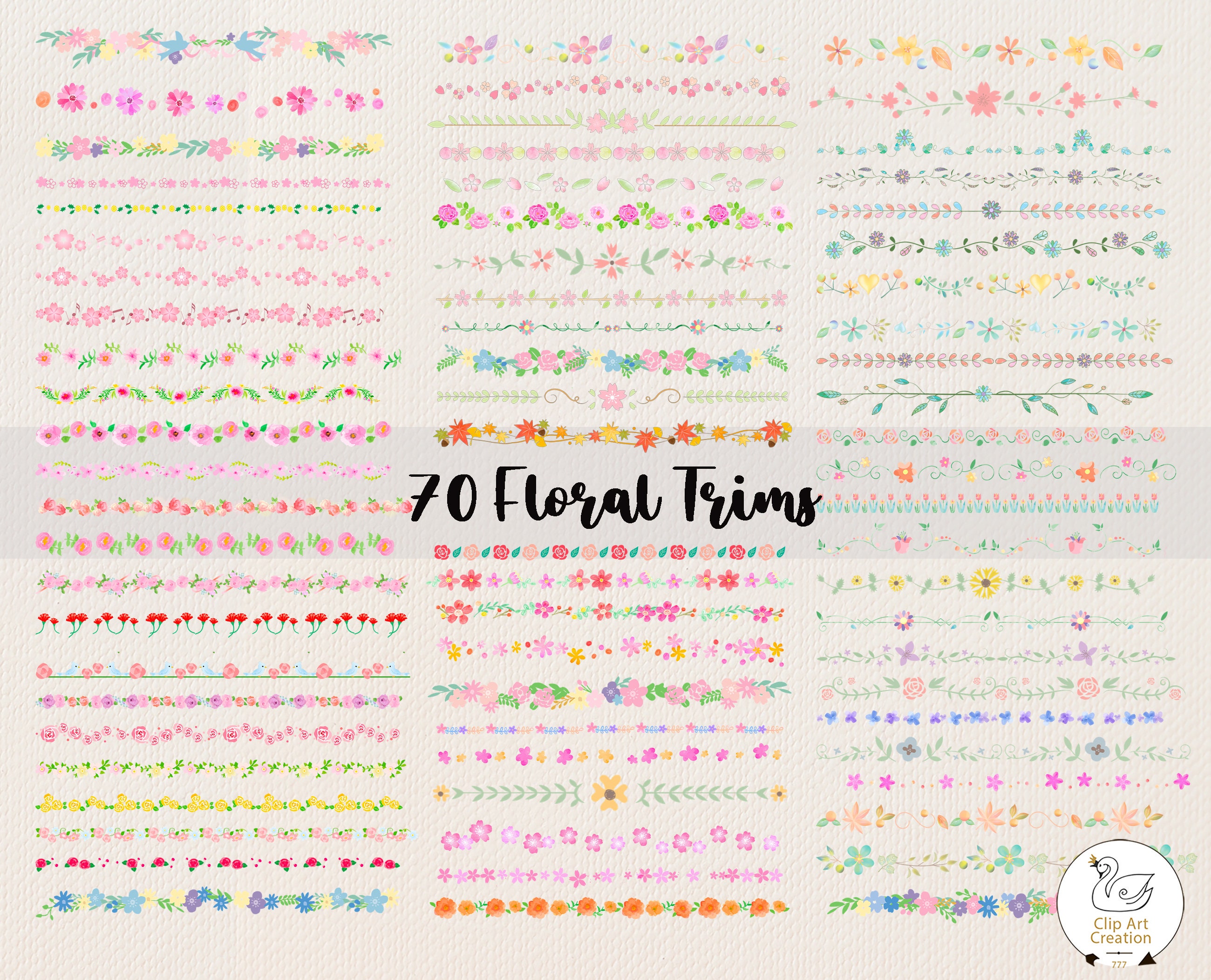70 Floral Border Png, Floral Border Clipart, Botanical Clipart, Floral Frame Svg, Border Clip Art, Watercolour Bouquet, Instant Download