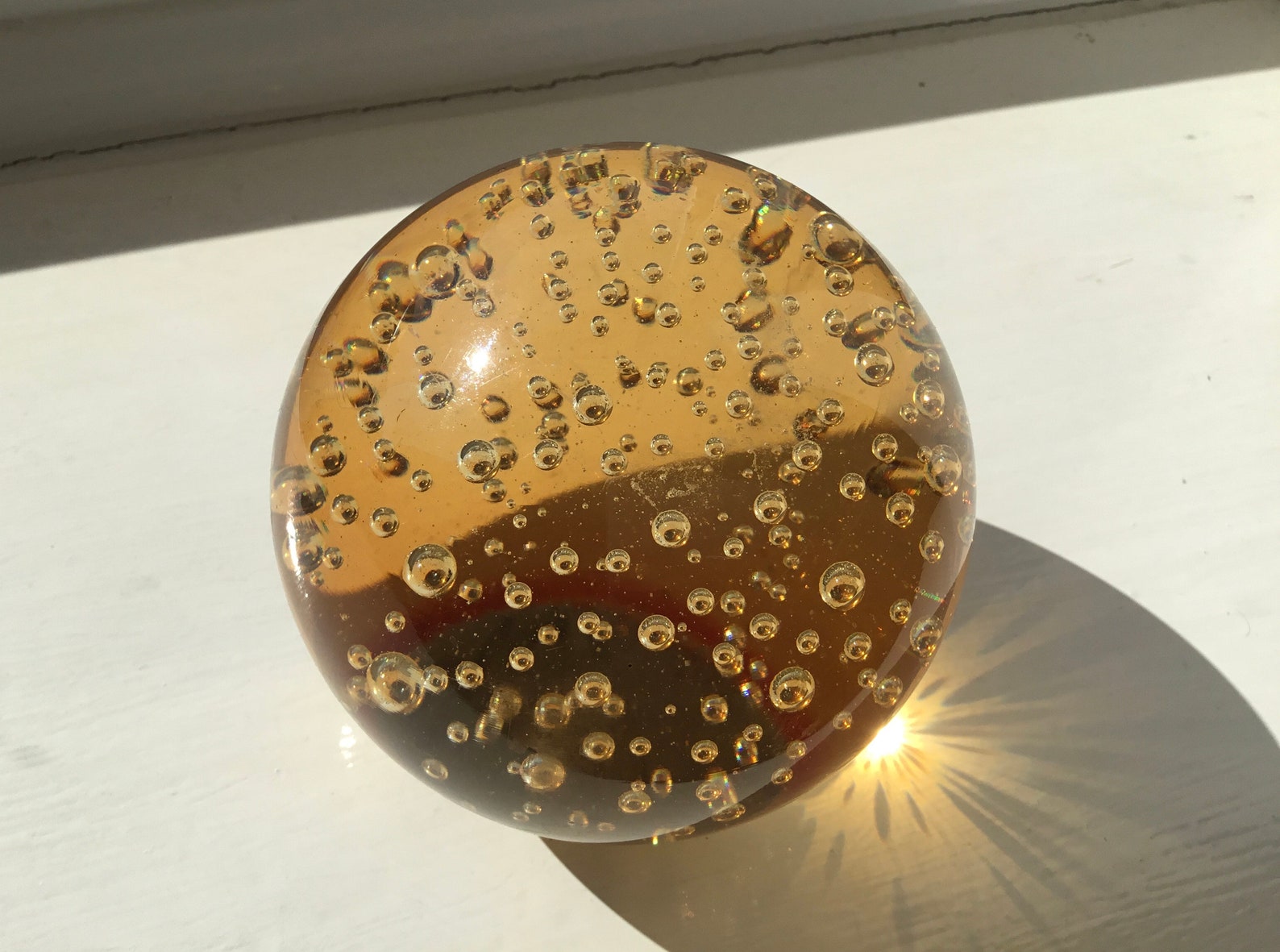 Amber Bubbles Paperweight 9cm Tall Etsy
