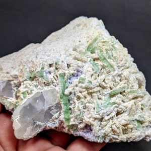 515 Grams Beautiful Combo of Green Tourmaline Albite Lipidolite with Quartz on Matrix From Afghanistan
