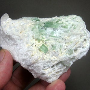 164 Grams Very Beautiful Combination of Light Green Tourmaline Bunch with Quartz Albite Topaz  Specimen From Afghanistan