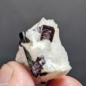 12 Grams Very Beautiful Combo of Rare Tantalite with Green Cap Tourmaline on Albite Matrix From S