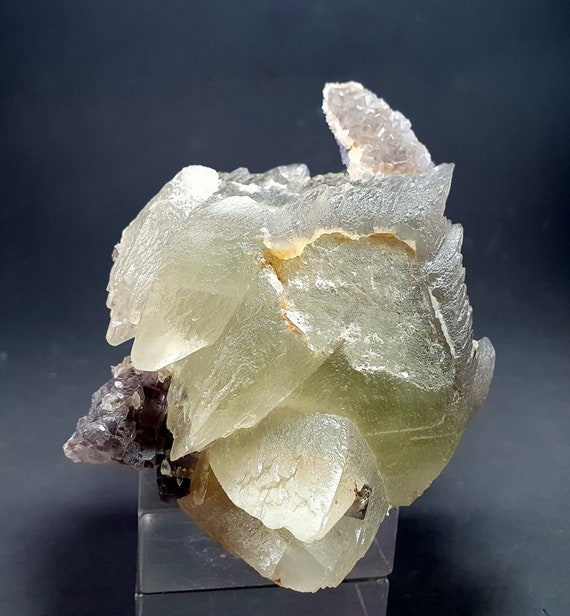 39 Grams Very Beautiful Combination of Yellow Dog Tooth Calcite on Terminated Fluorite Crystal From Baluchistan Pakistan
