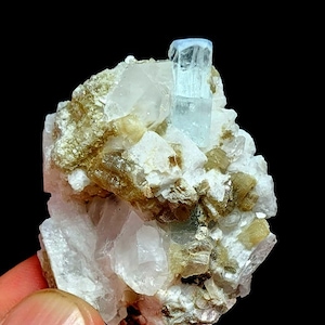 27 Grams Very Beautiful Aquamarine with Mica and quartz on Matrix From Skardu Pakistan