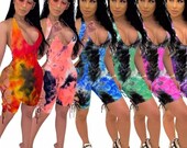 Women 39 s Halter Tie Dye Romper