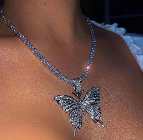 2Pcs Wrapped Faceted Blue Titanium crystal Butterfly Pendant Bead HASJ687