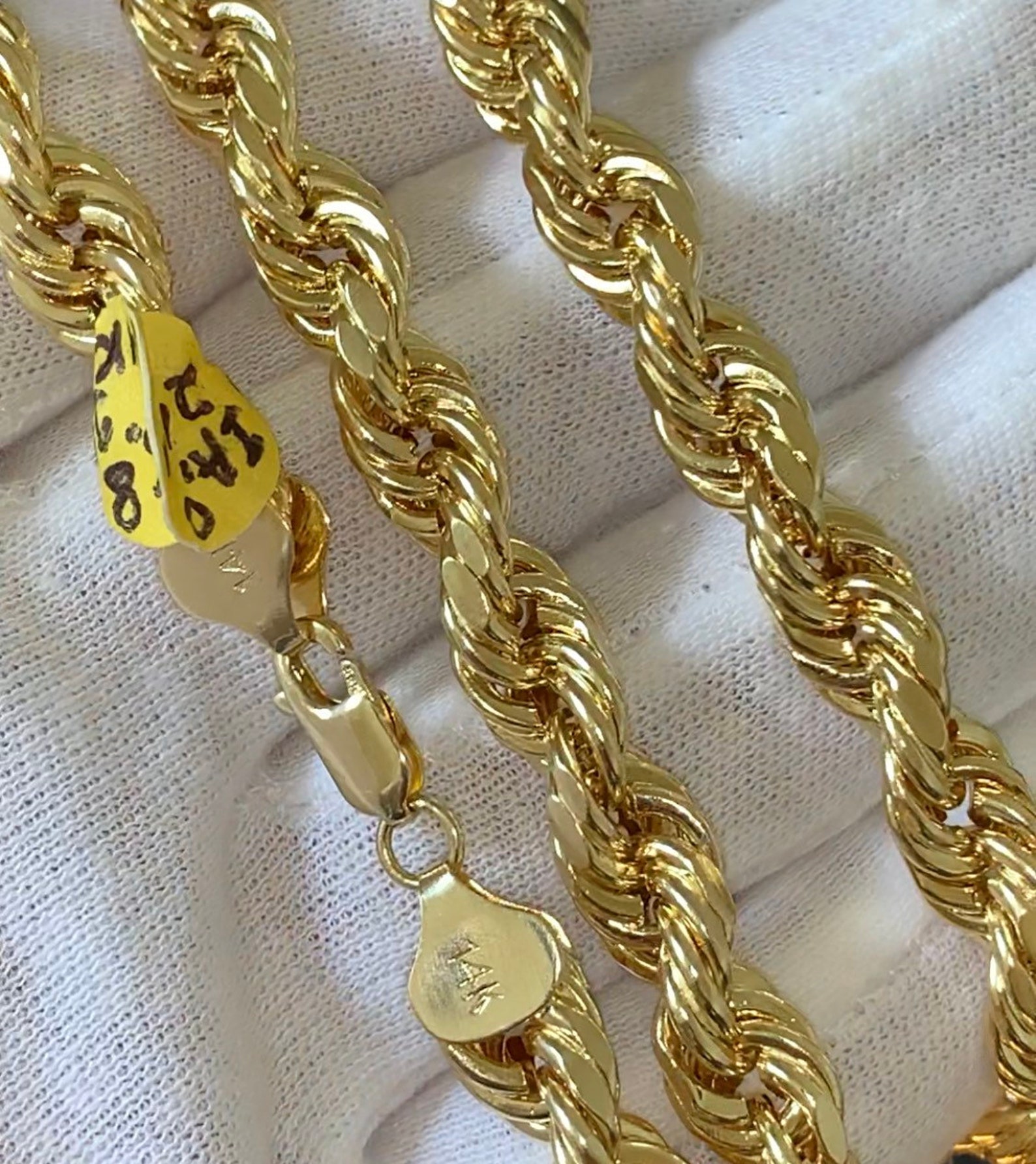 Solid 14K Gold Hollow DC Rope Chain 8mm 14K Rope Chain | Etsy