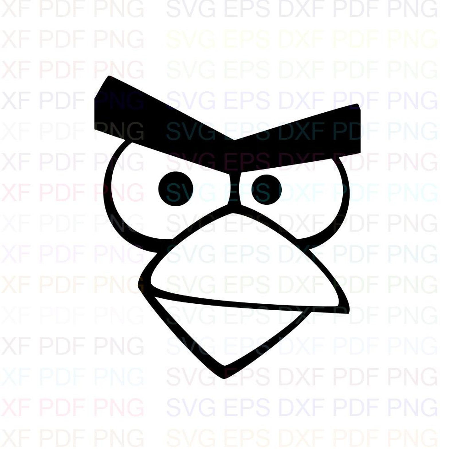 Red The Angry Birds Face 4 Outline Svg Stitch silhouette | Etsy