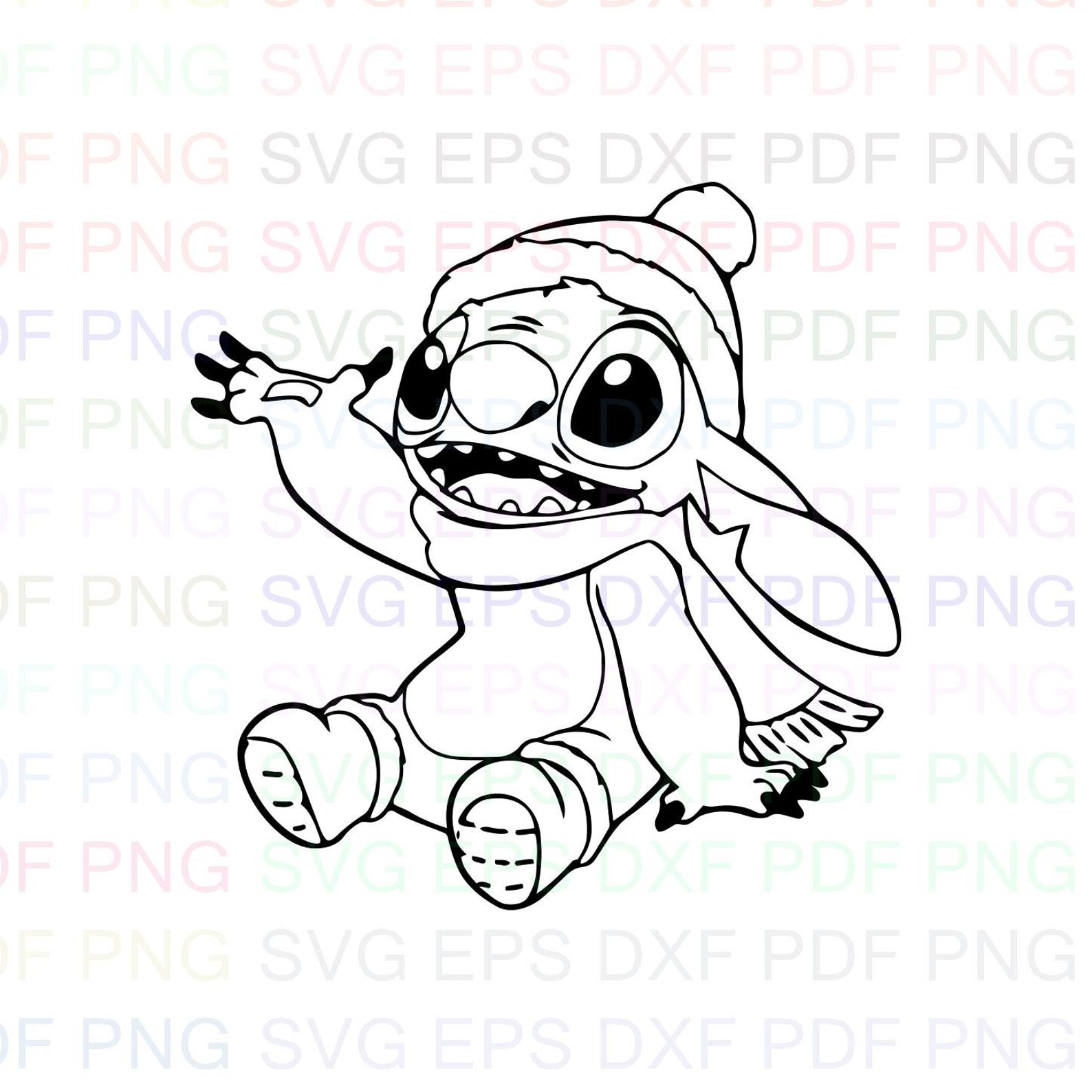 Stitch Christmas Lilo And Stitch Outline Svg Stitch Etsy