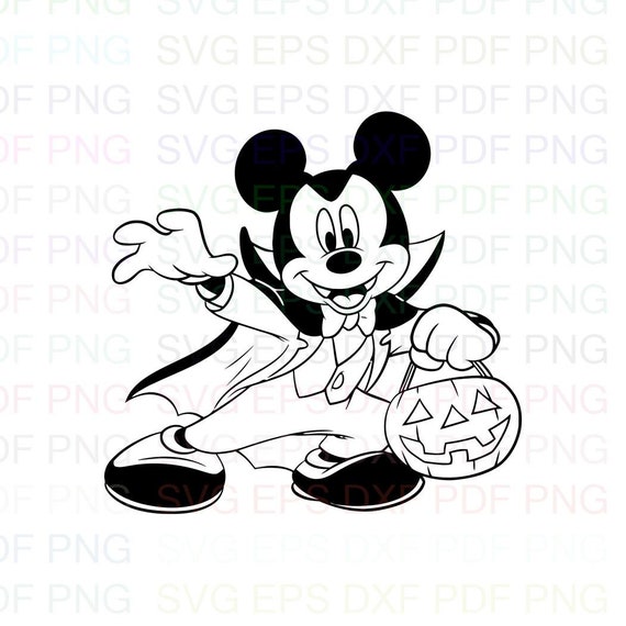 Mickey Vampire Outline Svg Stitch silhouette Coloring page | Etsy