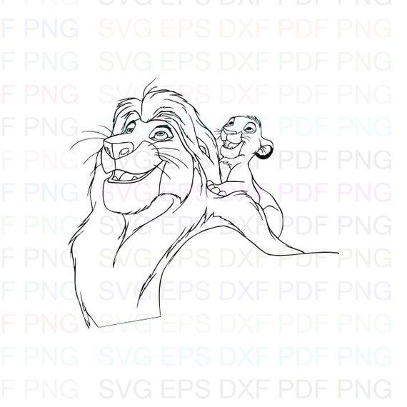 Mufasa Und Baby Simba Die Lowe Konig 3 Umriss Svg Stich Etsy