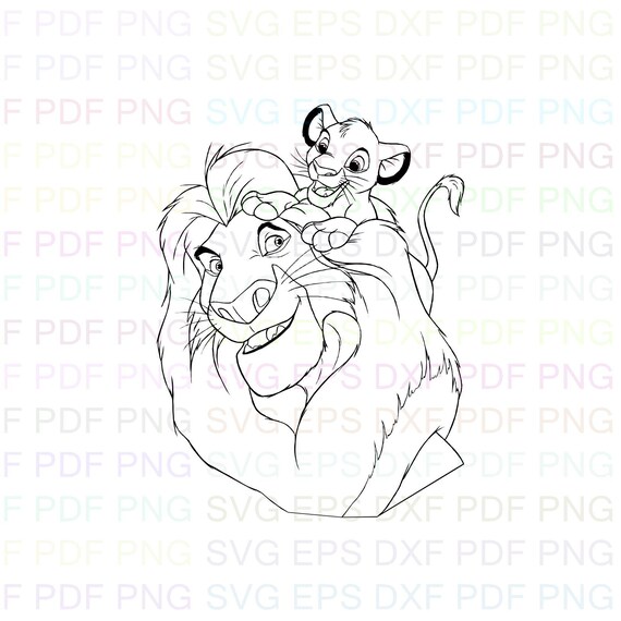 Download Mufasa And Baby Simba The Lion King 2 Outline Svg Stitch Etsy