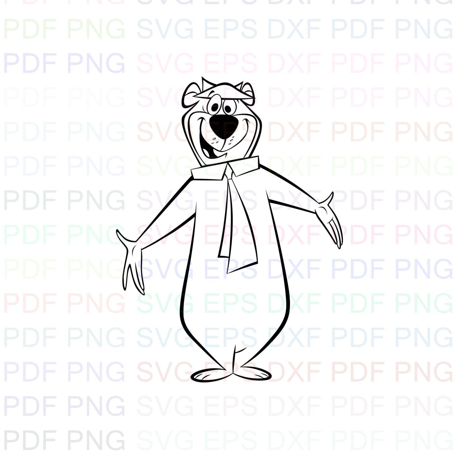 Yogi Bear 3 Outline Svg Stitch silhouette Coloring page Svg | Etsy