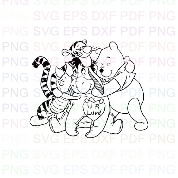 Download Winnie The Pooh And Friends Outline Svg Stitch Silhouette Etsy