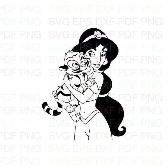 Download Jasmine And Rajah Aladdin Outline Svg Stitch Silhouette Etsy