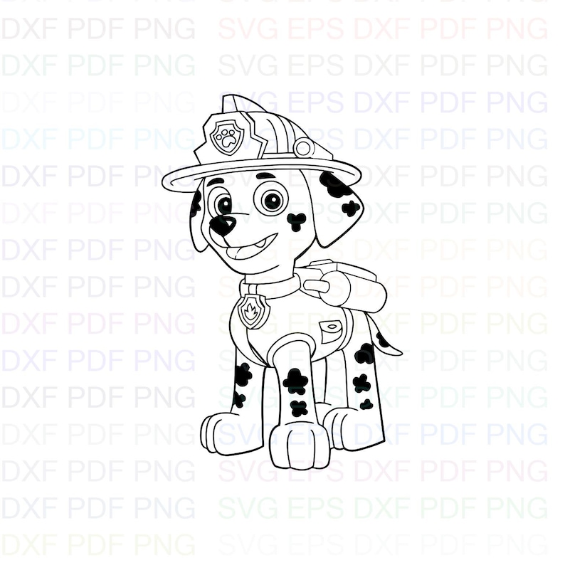 Marshall Paw Patrol Outline Svg Stitch silhouette Coloring ...