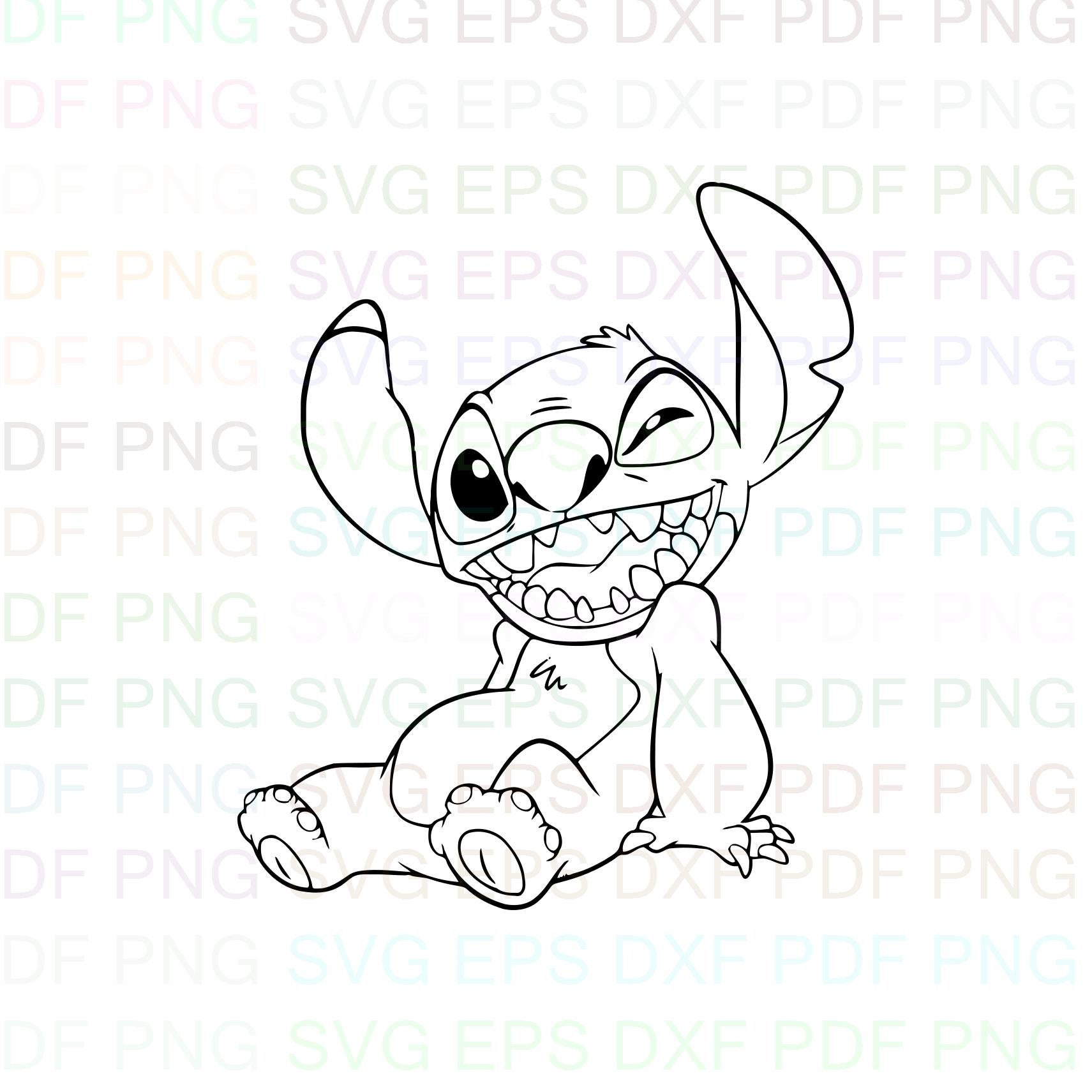 Stitch Smiling Lilo And Stitch Outline Svg Stitch Silhouette Etsy