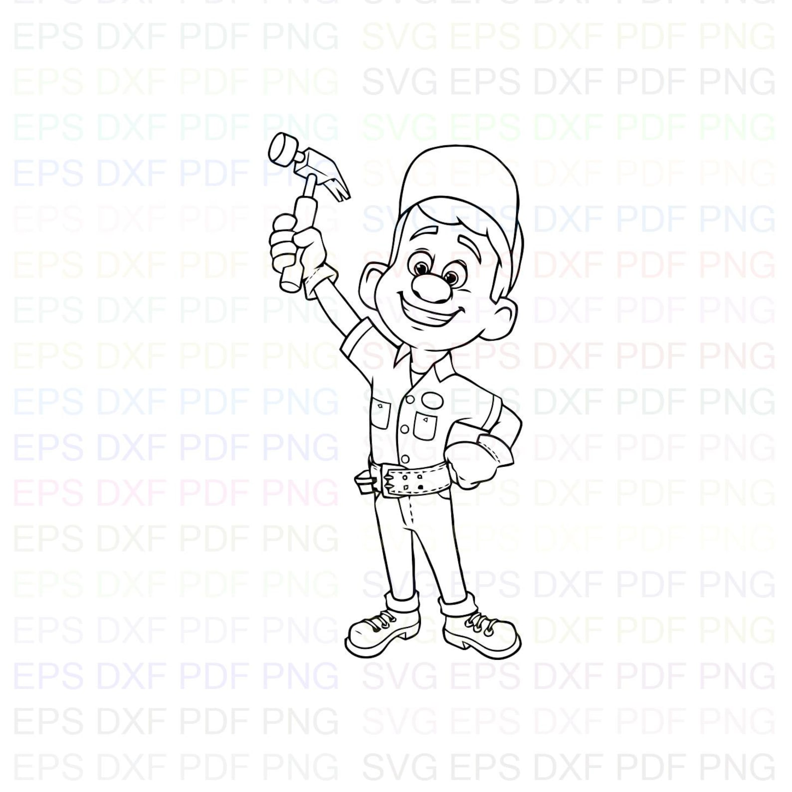 Fix It Felix 2 Wreck It Ralph Outline Svg stitch Silhouette | Etsy