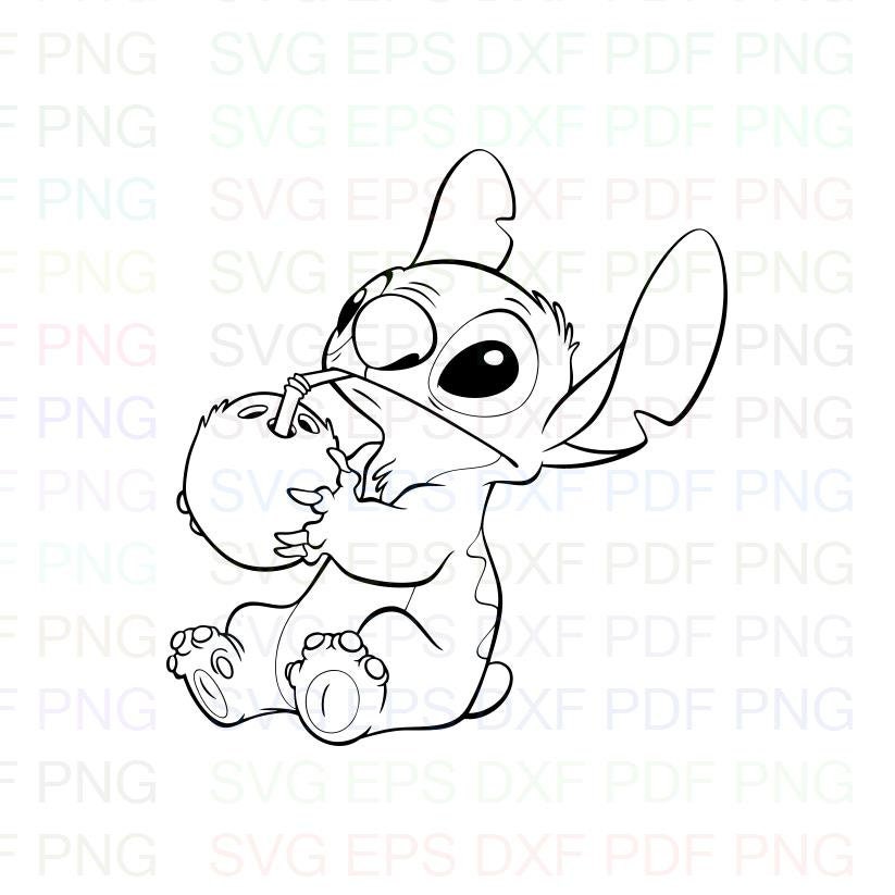 Stitch Coconut Lilo And Stitch Outline Svg Stitch Silhouette Etsy