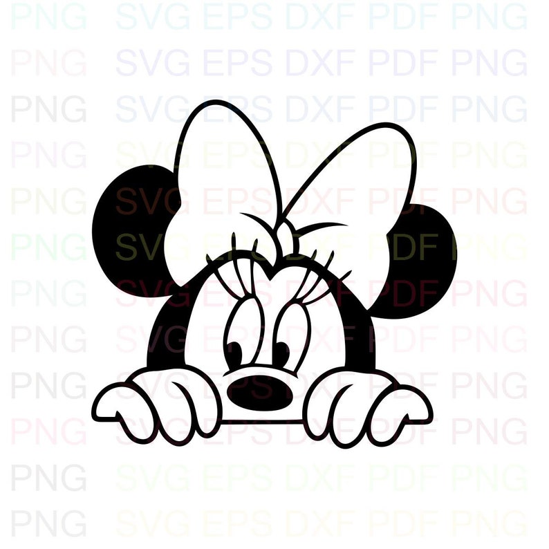 Minnie Peeking 2 Mickey Mouse Outline Svg Stitch silhouette | Etsy