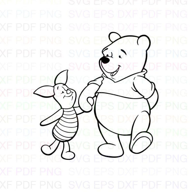 Bear And Piglet Winnie The Pooh Outline Svg Stitch silhouette Etsy