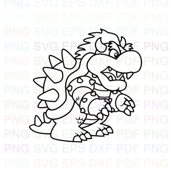 photo Super Mario Bowser Svg bowser super mario bros umriss svg stich silhouette farbung etsy