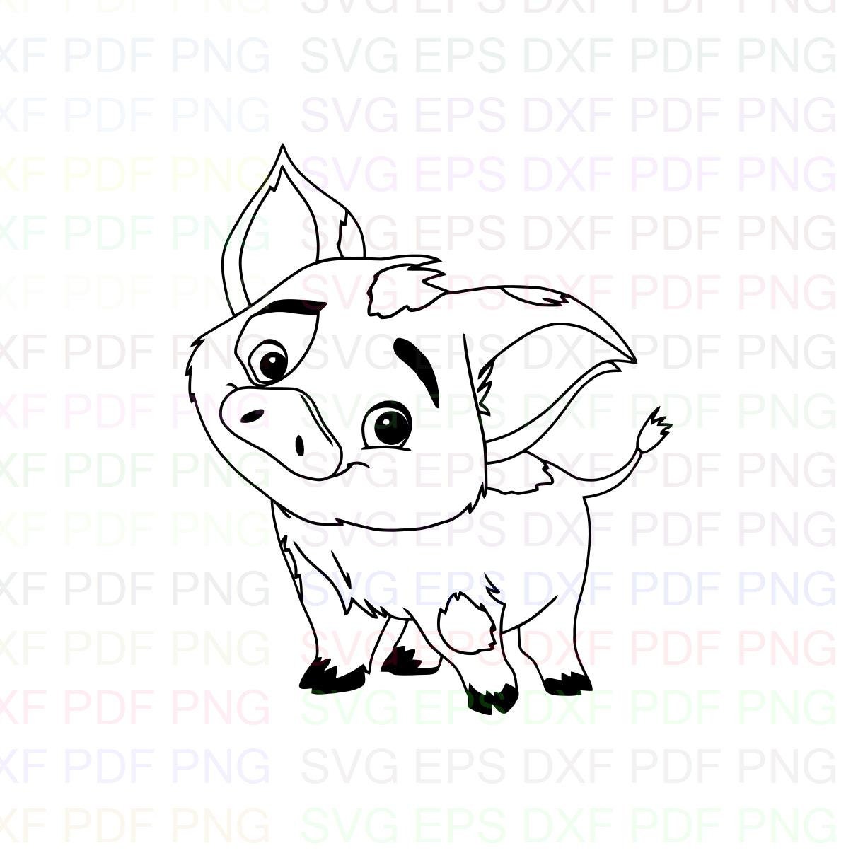 Pua Moana Outline Svg Stitch Silhouette Coloring Page Svg Etsy