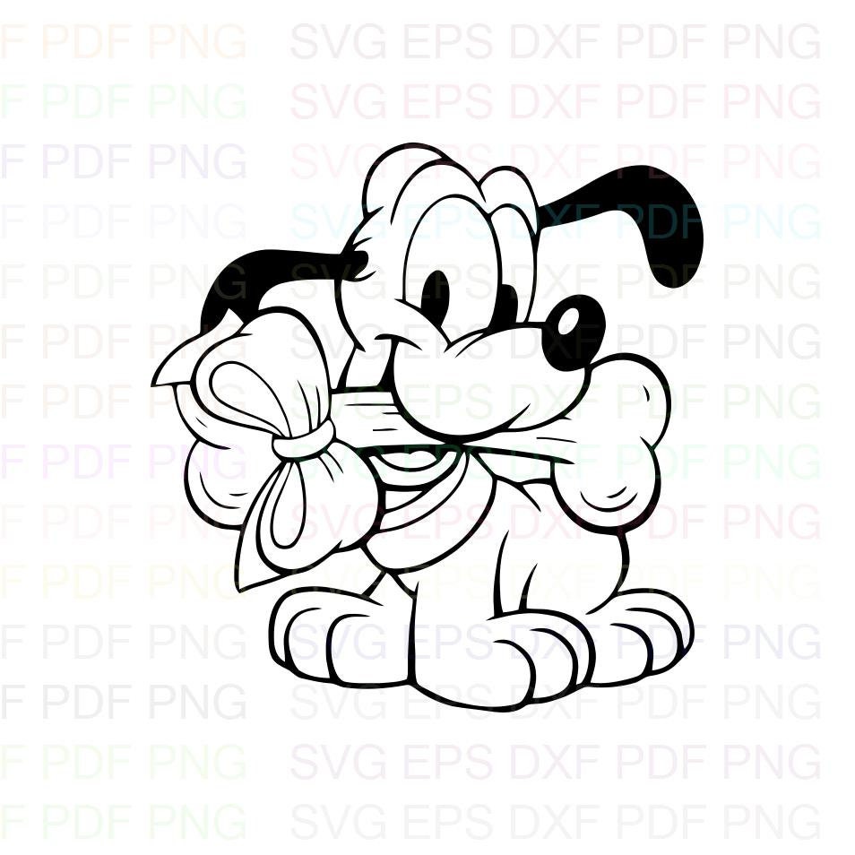 Baby Pluto Christmas Mickey Mouse Outline Svg Stitch Etsy