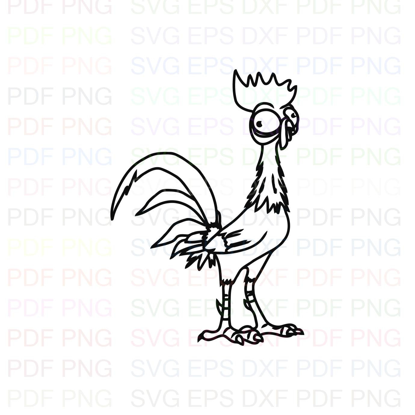Hei Hei The Rooster Moana Outline Svg Stitch Silhouette Etsy
