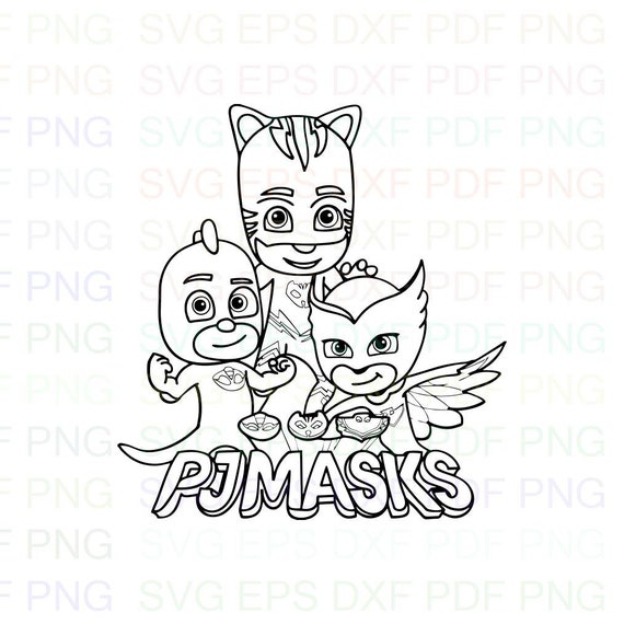 Pj Masks Silhouettes 4 PJ Masks Outline Svg Stitch silhouette | Etsy