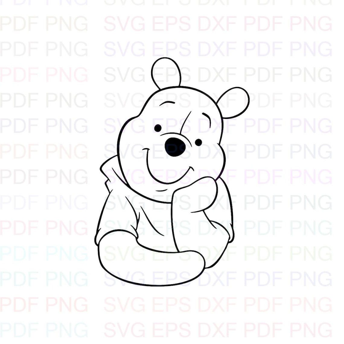 Bear Winnie The Pooh 23 Outline Svg Stitch silhouette Etsy