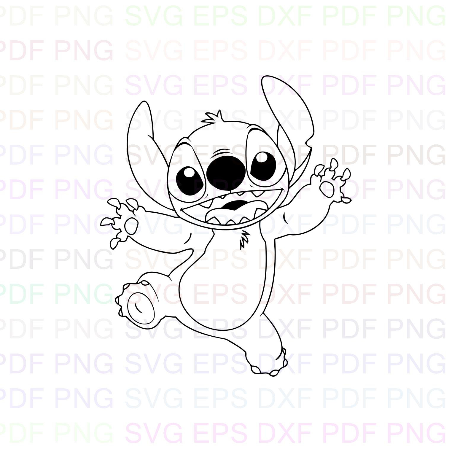 Stitch Lilo And Stitch Very Happy Outline Svg Stitch Etsy