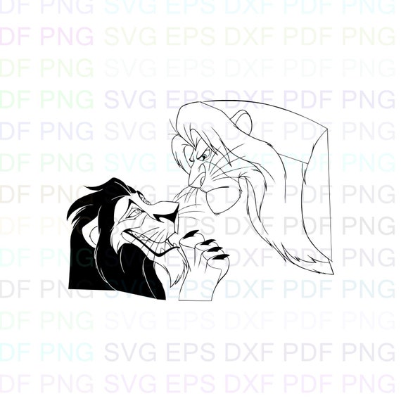 Download Mufasa And Scar The Lion King Outline Svg Stitch Silhouette Etsy