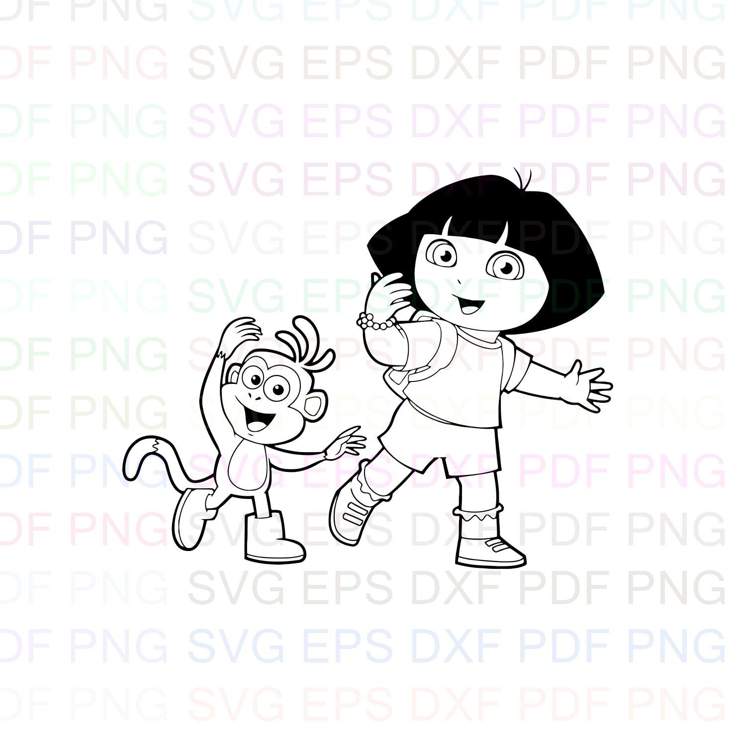 Dora And Boots Dora The Explorer Outline Svg Stitch Etsy