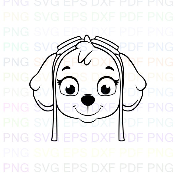 Download Skye Face Paw Patrol Outline Svg Stitch Silhouette Coloring Etsy