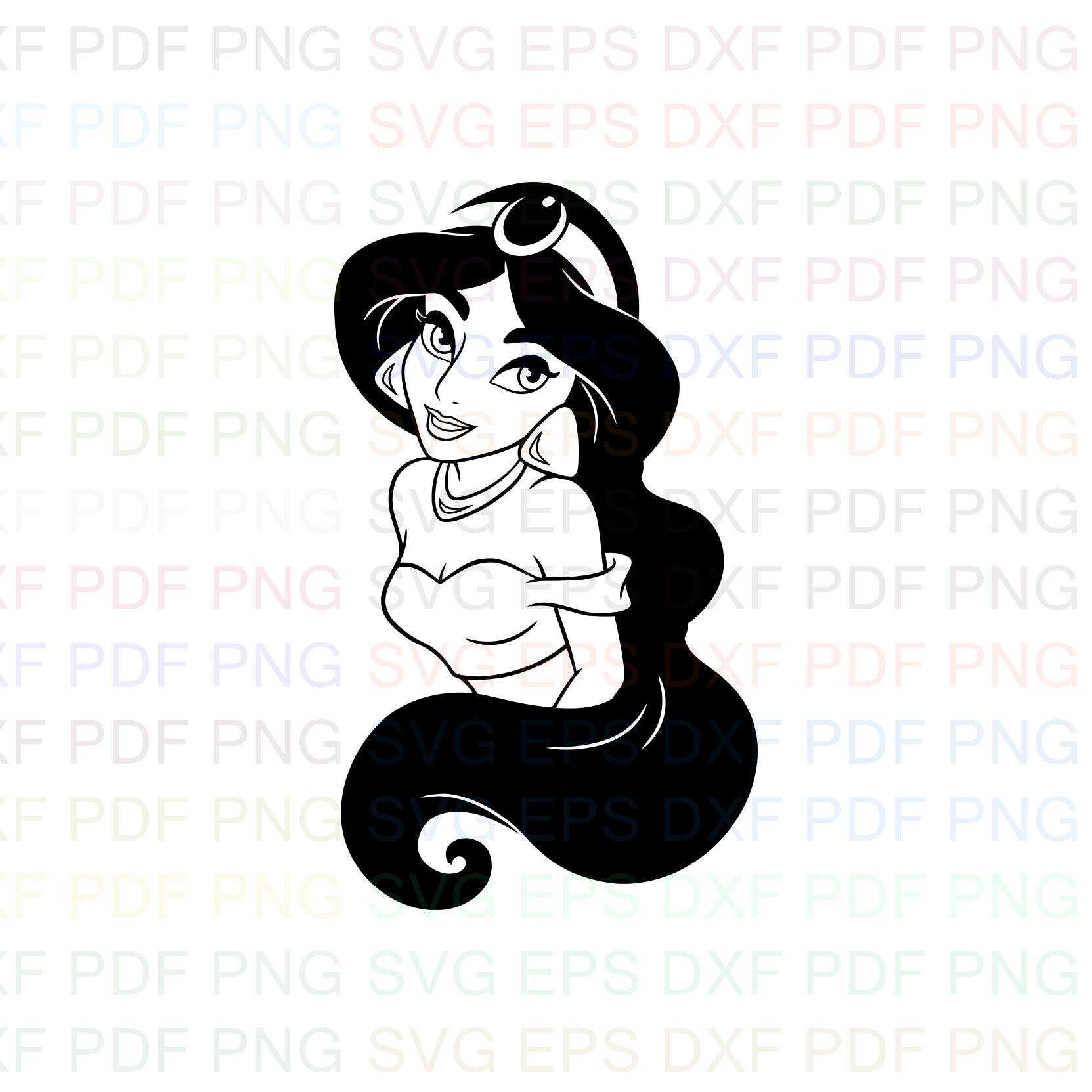 Download Jasmine 3 Aladdin Outline Svg Stitch Silhouette Coloring Etsy
