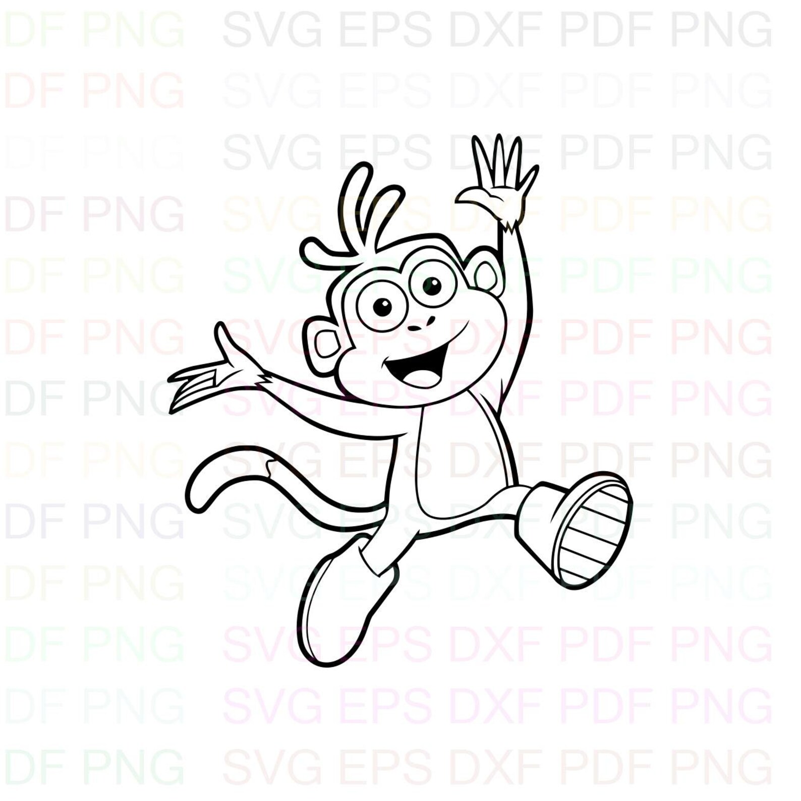 Boots Dora And Friends Outline Svg Stitch silhouette Etsy