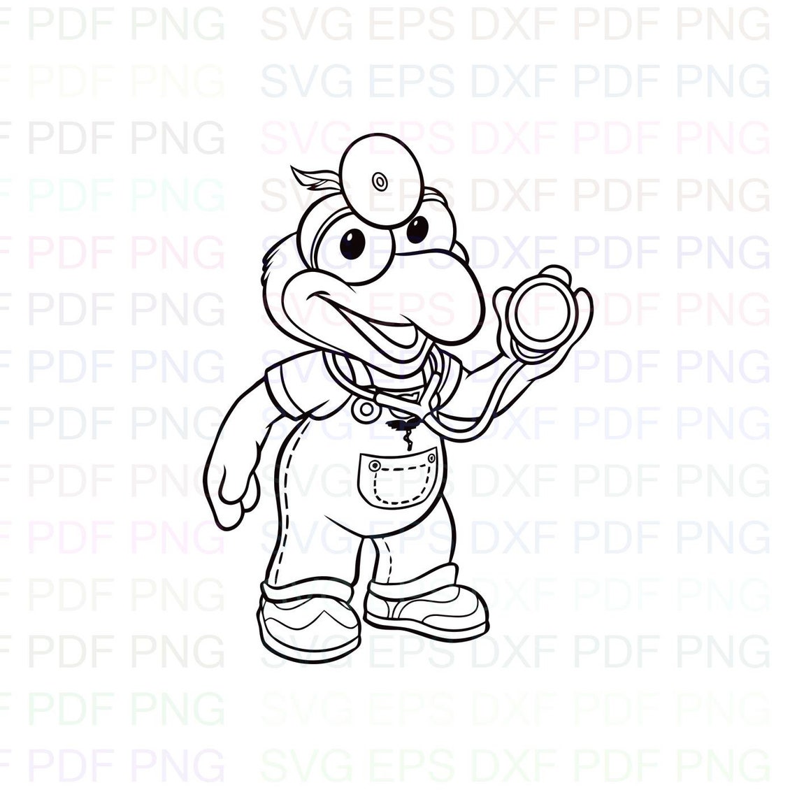 Gonzo Muppet Babies Outline Svg Stitch silhouette Coloring | Etsy
