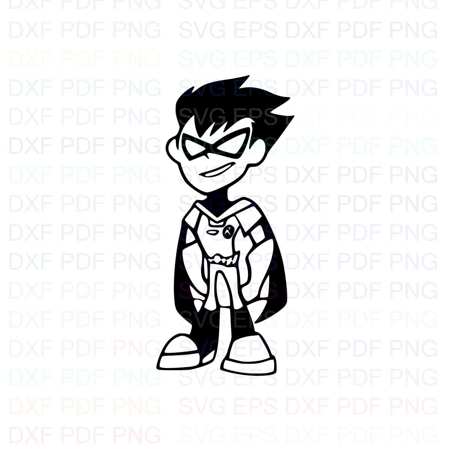 Robin Teen Titans Go Outline Svg Stitch silhouette Coloring | Etsy