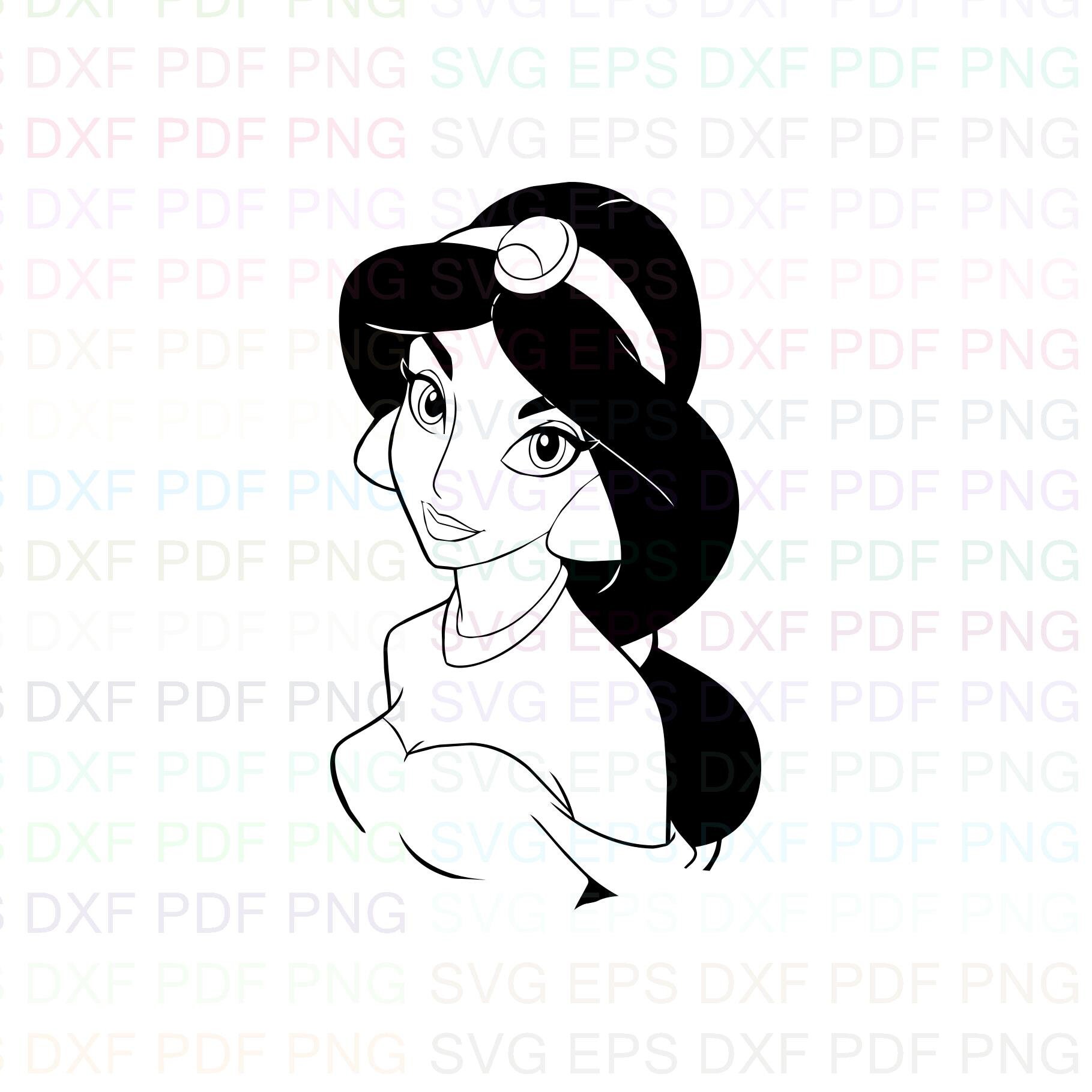 Download Jasmine 4 Aladdin Outline Svg Stitch Silhouette Coloring Etsy