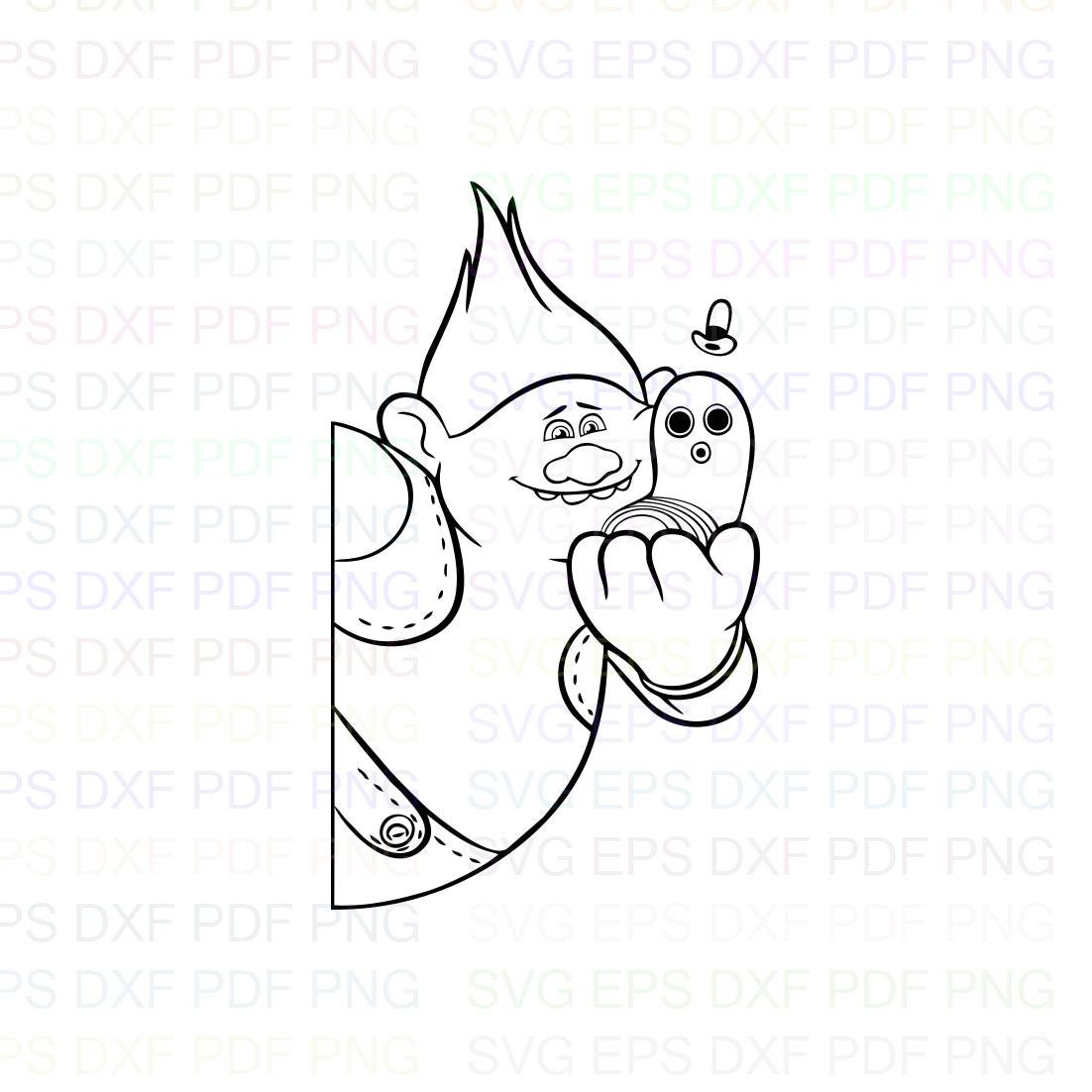 Biggie Con Mr Dinkles Trolls Outline Svg Stitch silhouette | Etsy