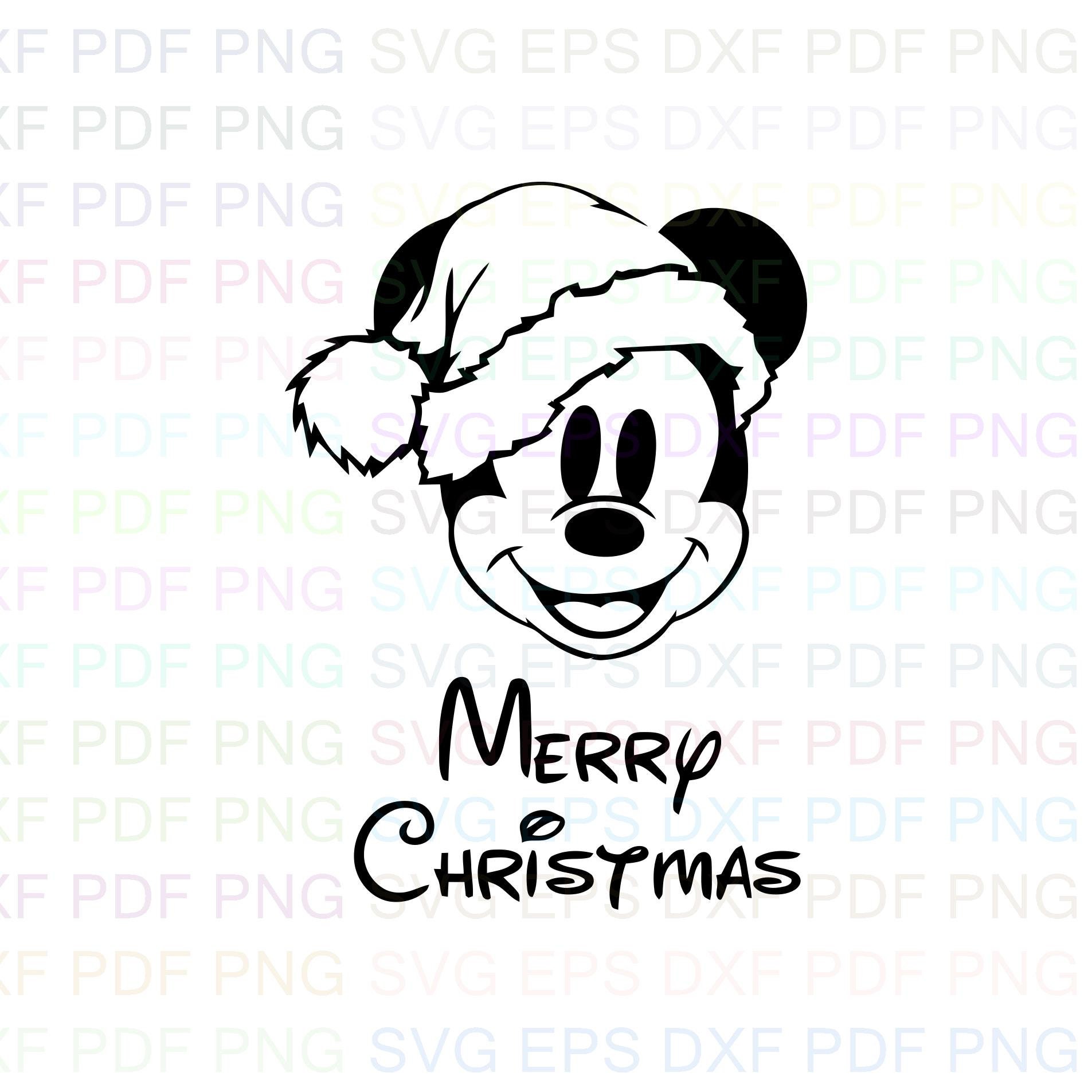 Download Mickey Mouse Santa Merry Christmas Outline Svg Stitch Etsy