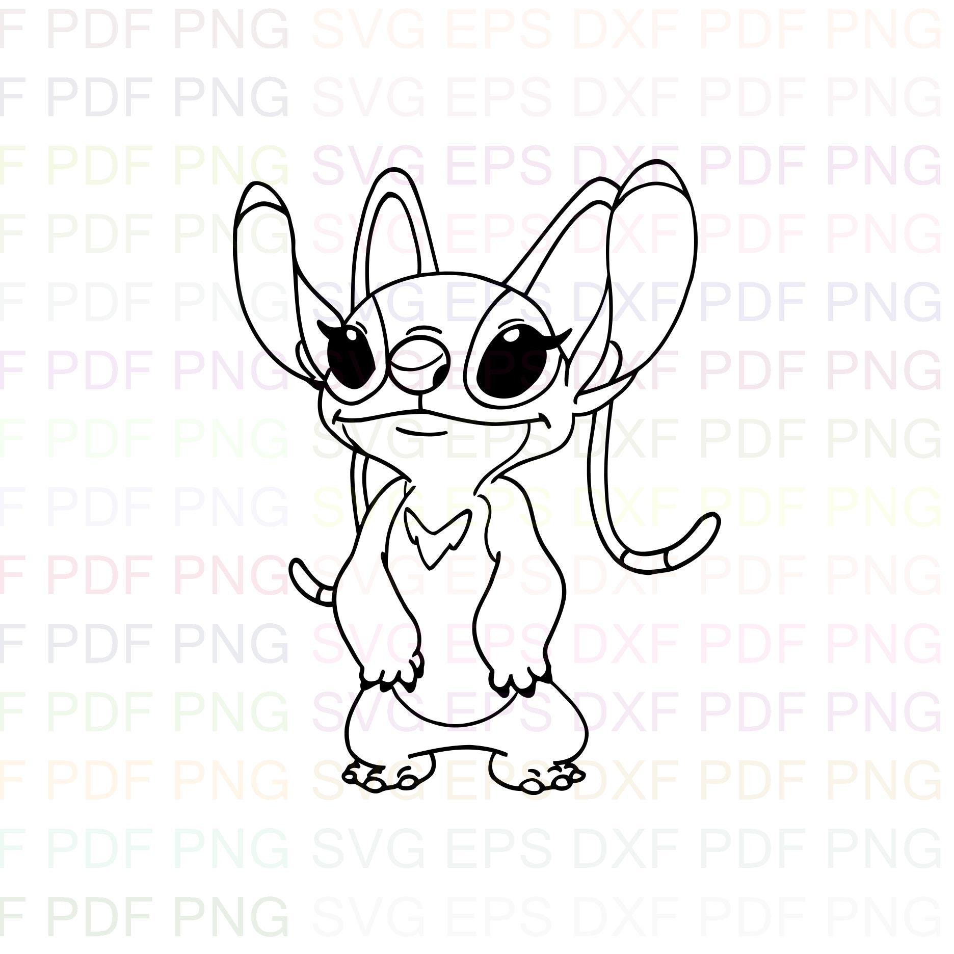 Download Angel Stitch Pink Lilo And Stitch Outline Svg Stitch Etsy