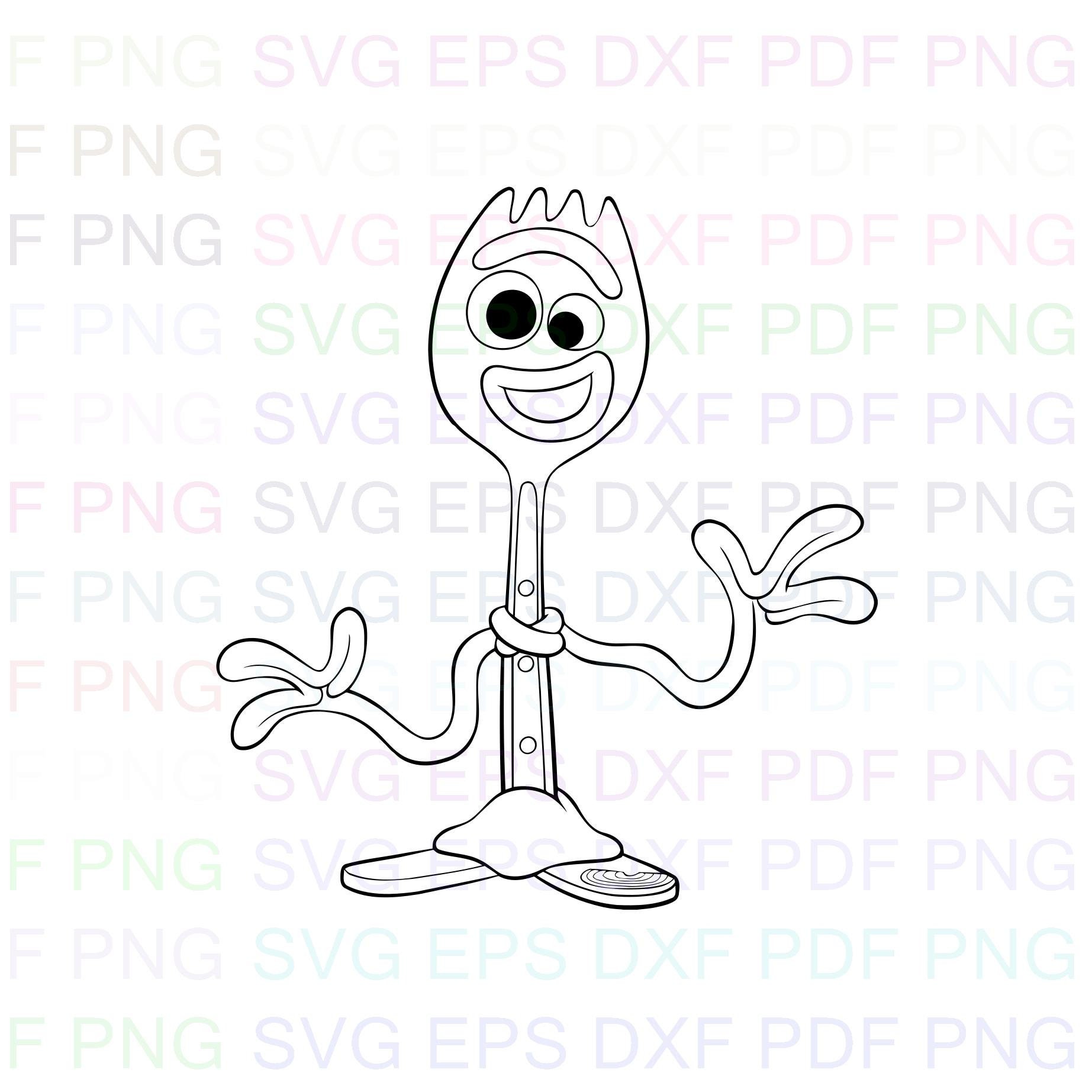 Forky Toy Story Outline Svg Stitch silhouette Coloring page | Etsy