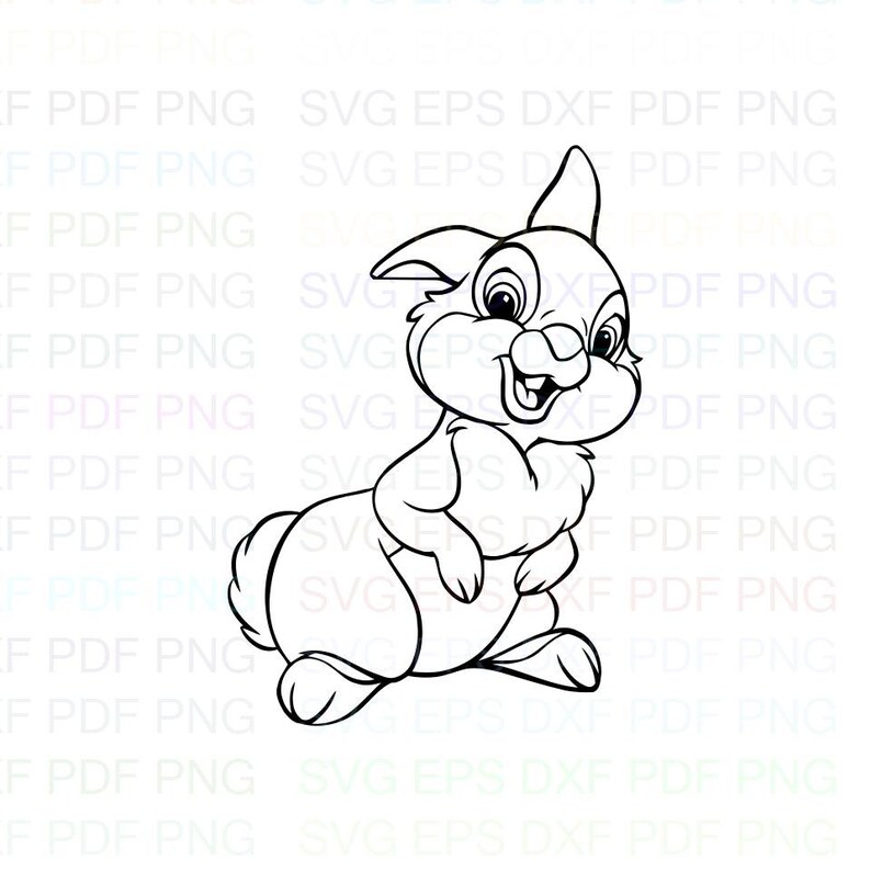 Download Thumper Happy3 Outline Svg Stitch silhouette Coloring page | Etsy