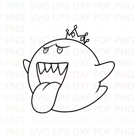 Download King Boo Super Mario Outline Svg Stitch Silhouette Coloring Etsy