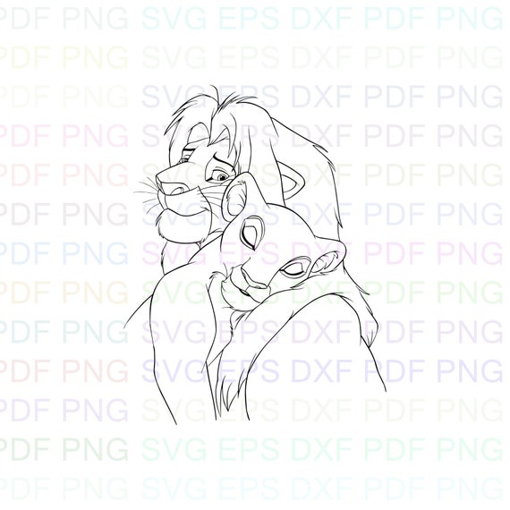 Download Mufasa And Nala The Lion King 2 Outline Svg Stitch Silhouette Etsy