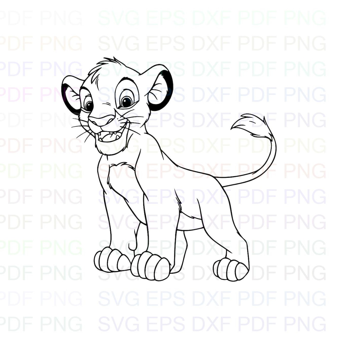 Simba The Lion King 3 Outline Svg Stitch silhouette Coloring | Etsy