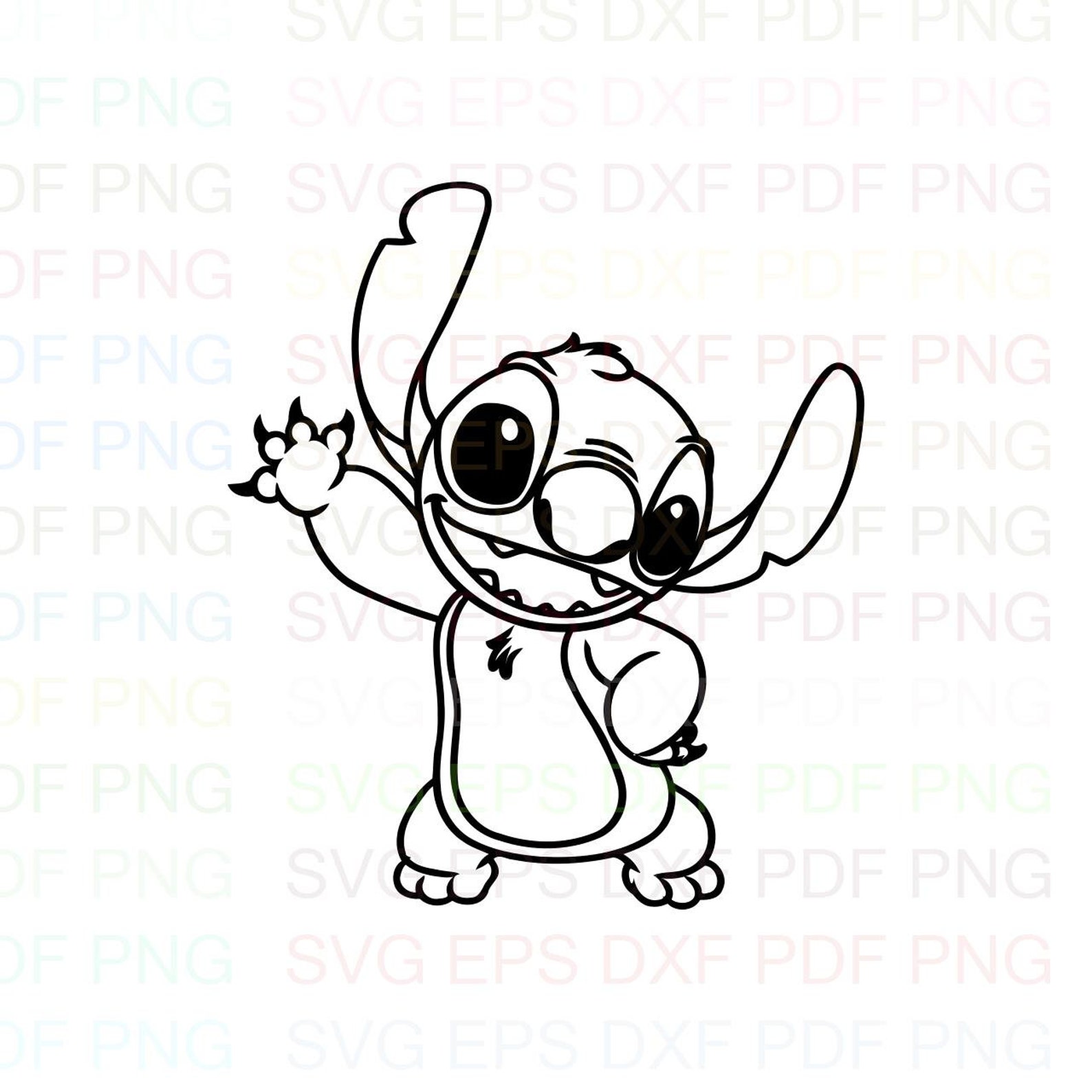 Stitch Lilo And Stitch Say Hi Outline Svg Stitch Silhouette Etsy