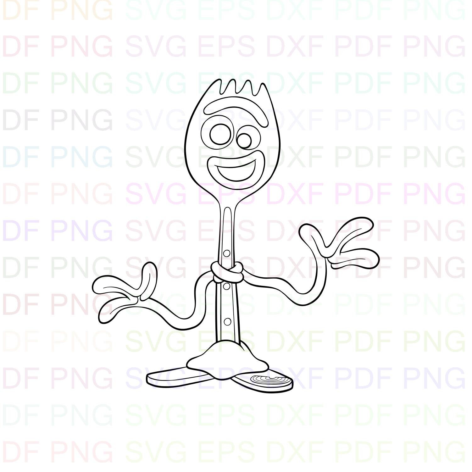 Forky Outline Toy Story Outline Svg Stitch silhouette | Etsy
