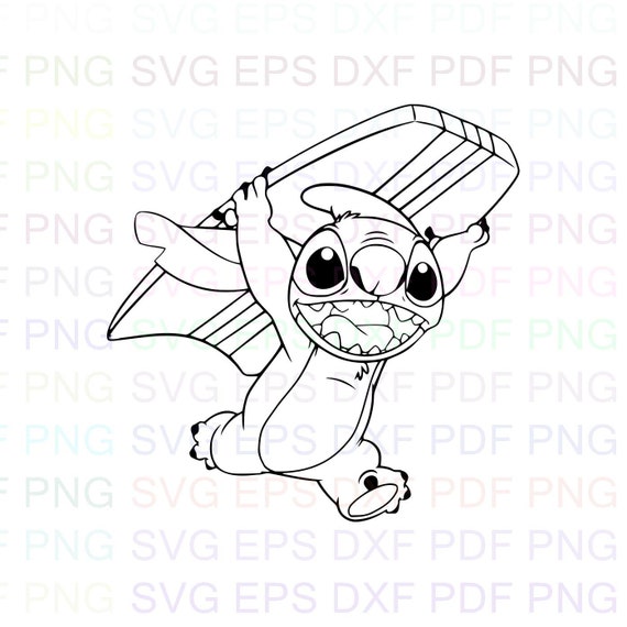 Download Stitch Surfboard Lilo And Stitch Outline Svg Stitch Etsy